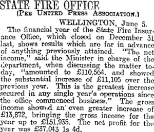 STATE FIRE OFFICE (Otago Daily Times 7-6-1920)