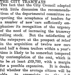 THE CITY TRAMWAYS. (Otago Daily Times 11-6-1920)