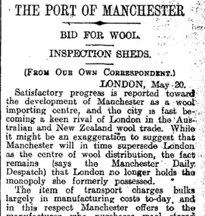 THE PORT OF MANCHESTER (Otago Daily Times 12-7-1920)