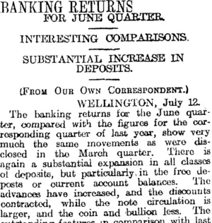 BANKING RETURNS (Otago Daily Times 13-7-1920)