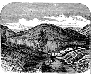 WATER RACE "FLUMED" ACROSS A GULLY. (Otago Witness, 15 October 1864)