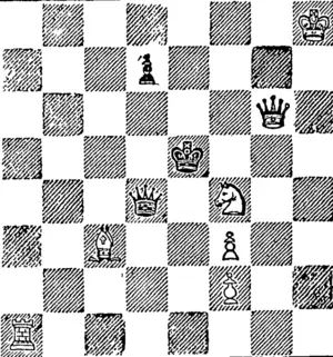 WHITE.  White mates in two moves. (Otago Witness, 13 August 1881)