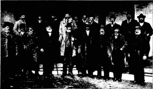 GROUP OF DELEGATES AT THE ANNUAL, CO-OPERATIVE CONFERENCE AT TIMARU, OCTOBER 28, 1903.  Front Row. Mes3is Samson (Otago). Henderson (N.Z.), Gillies (Chairman North Otngo) Rennie (N.Z.), Talbot (Chairman Canterbury,  and of Conference of Delegates), McGowan (Canterbury), Neave (Chairman N.Z.) Kirkland (Otago), McMillan (N.Z.).  Back Row: Messrs Rhodes (Vice-Chairman Canterbury), NicholJs, McLennan, Macpherson. Morton (all of North Otago), Newman (Manager Canterbury), Maitland Jones (Manager North Otago), Shaw (Canterbury), Watson (Southland), Milnes (Southland). —Hicks, photo. (Otago Witness, 18 November 1903)