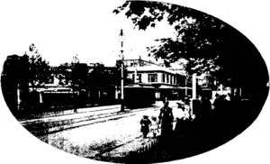 LOOKING DOWN STUART STREET FROM THE CCTAGOX—THE NEW  RAILWAY STATION IN THE DISTANCE.  •(The memorial to the Rev. Thomas Burns, first Presbyterian minister of Otago, in the foreground.)  THE OCTAGON, DUNEDIN, LOOKING SOUTH.  The name Octagon indicates the shape of the attractively laid out reserve which bisects George and Prinoes streets. Situated in the heart of the town, the Octagon forms a welcome breathing place amid the noise and bustle of city life. (Otago Witness, 02 September 1908)