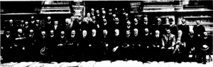 Muir and Mackinlay, photo. GROUP OF DELEGATES AND OTHERS AT THE AGRICULTURAL CONFERENCE. HELD AT WELLINGTON.  Pboht Row (from left)- Messrs T. Winks (Hawera), Colonel Chafiey (Aniuri), J. G. Rutherford (Auckland), T. Mawson (Ashburton), D. Wood (Ashburton), W. Perry (Mastertcn), N. Kettle (Hawke's Bay), W. C. BucWan (Wairarapa), J. G. Wilson, ex-president (Bulls) Hon. T. Mackenzie (Minister for Agriculture), D D. M:icf.irlane, president (Canterbury) E. Hall, secretary (Auckland), A. Chamberlain (Canterbury), J. Knight (Wailtatoj, — Adam* (Canterbury), H. Burrell (Feilding), J. Higgie (Wanganui), H. J. Bcoth (Feeding), H. T. Cooper (Oxford). . /aOPr-+Brv tor  Second Row (from left): Messrs G. Bishop iTaranaki), G. C. Wheeler (Manawatu), O. B. Pemberton (.Canterbury), H. D. Harkneas (Nelson) K. M'lntosh (Rangiora), D. M'Gregor (Masterton), F. S. Pope (becxetary tor Agriculture), J. L. Brae* (Stock Inspector), J. F. Boag (Ellesmere), R. D. M'Lern (Hastings). — Andrew (Kaikoura), — Davilson (Kaikoura). J. Sshlaepfer (Franklin), W. O. Richards (Amuri), Professor Alexander (Lincoln College), — Overton (Canterbury), P. Pattullo (Dunedin), J. Stevenson (Canierlury), G. Rudd (Canterbury). . . /w»^«+^ T CHlfeison flnver-In Doobwat (from left): Mesurs B. C. Aston (Government chemist). E. Campbell (Wanganui), T. W. Kirk (Government BiologiBt), J. G. Harkncss (National Dairy Xssociation), R. Fi°her (Waikato). J. tnlkison (inver  cargill), J. Song (Invercai^ill), J. Cunningham (Ellesmere), H. V. Fulton (Otago). W. J. Charters (Otago). (Otago Witness, 11 August 1909)