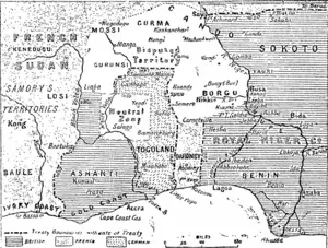 MAP OF THE NIGER, SHOWING THE TERRITORY IN, DISPUTE BETWEEN GREAT BRITAIN AND 1-s, (Auckland Star, 10 June 1898)