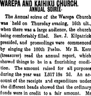 WAREPA AND KAIHIKU CHURCH. (Clutha Leader 24-10-1902)