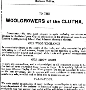 Page 1 Advertisements Column 2 (Clutha Leader 18-11-1902)