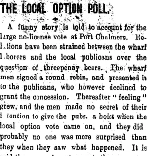 THE LOCAL OPTION POLL. (Clutha Leader 2-12-1902)