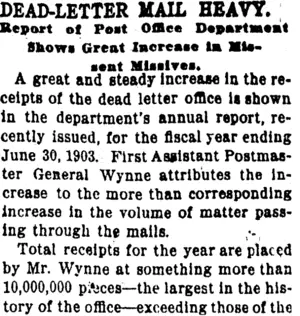 DEAD-LETTER MAIL HEAVY. (Clutha Leader 13-9-1904)