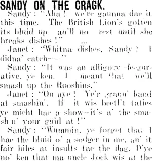 SANDY ON THE CRAGK. (Clutha Leader 22-11-1904)