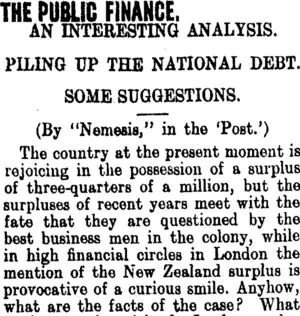 THE PUBLIC FINANCE. (Clutha Leader 12-7-1907)
