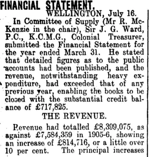 FINANCIAL STATEMENT. (Clutha Leader 19-7-1907)