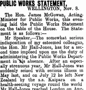PUBLIC WORKS STATEMENT. (Clutha Leader 12-11-1907)