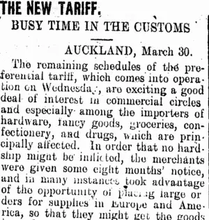 THE NEW TARIFF. (Clutha Leader 3-4-1908)