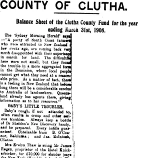 COUNTY OF CLUTHA. (Clutha Leader 12-6-1908)