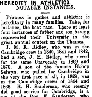 HEREDITY IN ATHLETICS. (Clutha Leader 26-6-1908)