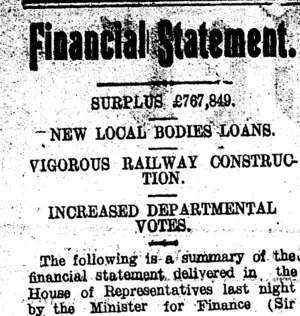 Financial Statement. (Clutha Leader 10-7-1908)