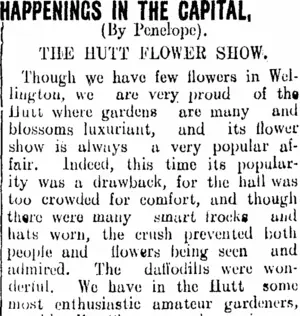 HAPPENINGS IN THE CAPITAL. (Clutha Leader 2-10-1908)