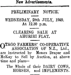 Page 4 Advertisements Column 5 (Clutha Leader 13-7-1909)