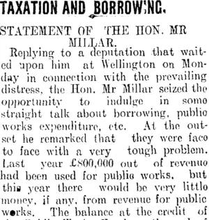 TAXATION AND BORROWING. (Clutha Leader 13-7-1909)