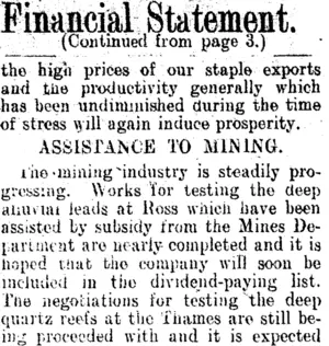 Financial Statement. (Clutha Leader 12-11-1909)