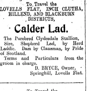 Page 2 Advertisements Column 5 (Clutha Leader 16-11-1909)