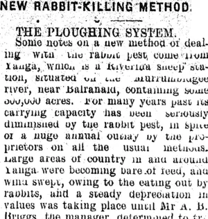 NEW RABBIT-KILLING METHOD. THE PLOUGHING SYSTEM. (Clutha Leader 31-12-1909)