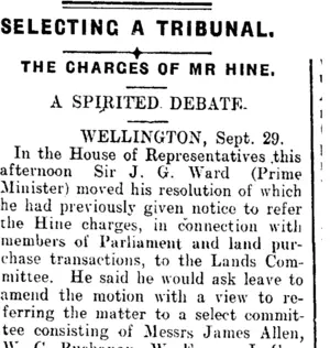 SELECTING A TRIBUNAL. (Clutha Leader 4-10-1910)