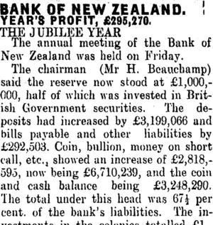 BANK OF NEW ZEALAND. (Clutha Leader 20-6-1911)