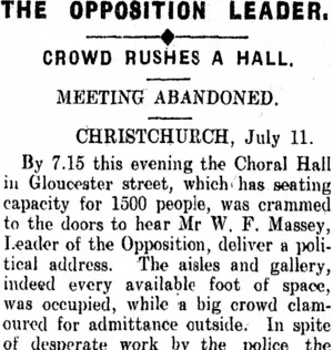 THE OPPOSITION LEADER. (Clutha Leader 14-7-1911)