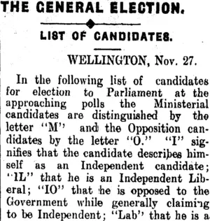 THE GENERAL ELECTION. (Clutha Leader 1-12-1911)