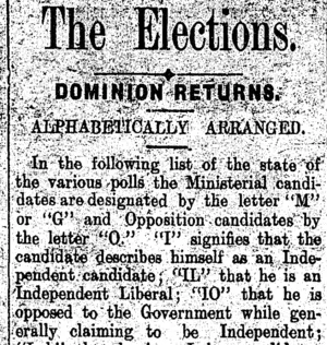 The Elections. (Clutha Leader 12-12-1911)