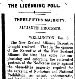 THE LICENSING POLL. (Clutha Leader 12-12-1911)