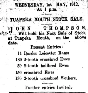 Page 4 Advertisements Column 1 (Clutha Leader 30-4-1912)