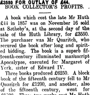 £3580 FOR OUTLAY OF £44. (Clutha Leader 9-2-1912)