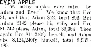 EVE'S APPLE. (Clutha Leader 15-3-1912)