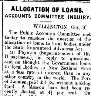 ALLOCATION OF LOANS. (Clutha Leader 11-10-1912)