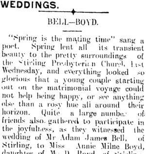 WEDDINGS. (Clutha Leader 15-10-1912)