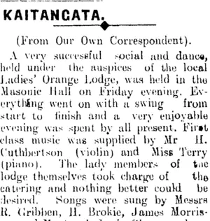 KAITANGATA. (Clutha Leader 15-10-1912)