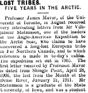 LOST TRIBES. (Clutha Leader 29-10-1912)
