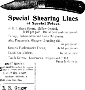 Page 1 Advertisements Column 1 (Clutha Leader 29-10-1912)