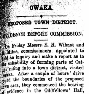 OWAKA. (Clutha Leader 11-3-1913)