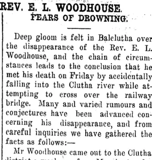 REV. E. L. WOODHOUSE. (Clutha Leader 23-6-1914)
