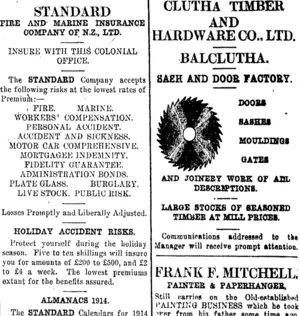 Page 6 Advertisements Column 1 (Clutha Leader 30-1-1914)