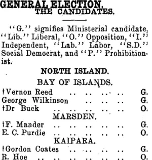 GENERAL ELECTION. (Clutha Leader 4-12-1914)