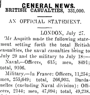 GENERAL NEWS. (Clutha Leader 30-7-1915)