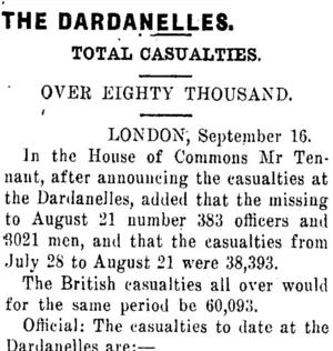 THE DARDANELLES. (Clutha Leader 21-9-1915)