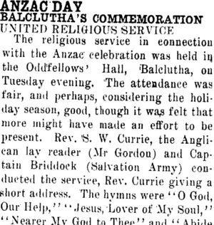 ANZAC DAY. (Clutha Leader 28-4-1916)