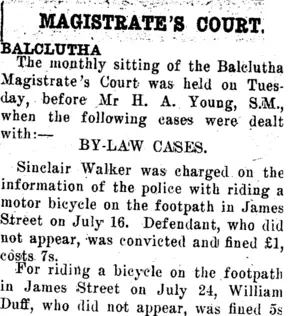 MAGISTRATE'S COURT. (Clutha Leader 11-8-1916)